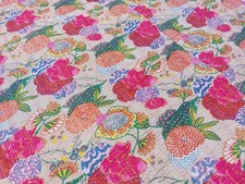 Dessus de lit indien brodé Kantha Coton Multicouleur Fait main King Inde Brodé A