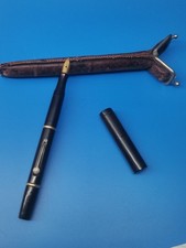 Stylo Plume  52 1/2 Waterman en ébonite à levier, 2 bagues or poinçon tête aigle