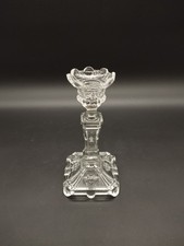 Antique Vallerysthal Molded Glass Candle Holder - Lion Head and Flowers Decor