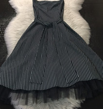 Vintage Authentic Janette Black Stripe Strapless Dress Tule Detail Size S/M
