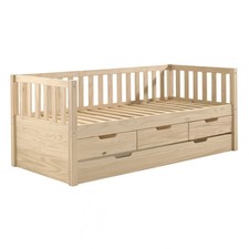 YAX - Lit Gigogne 90x200cm à Tiroirs en Pin Naturel