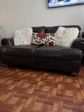 Dark Brown Leather Love Seat