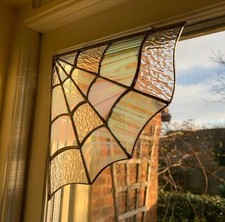 Stained Glass Spider Web Corner Decor - Nature Inspired Window Art, Unique Gift