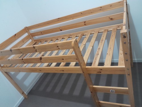 Lit hauteur bois naturel - lit,
