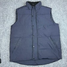 Zara Man Puffer Vest Men’s Size Large Navy Blue Snap Button Up Pockets Outdoor