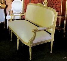 Polychrome French Louis XVI Settee Canapé Sofa Barbola Roses ~Special Liqudatiio