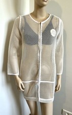 jacket size 38/40 long openwork clear cream overshirt zip 360 sleeves!