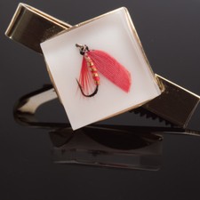Vintage Tie Clip Clasp  Fly Fishing Lure Hook Lucite Clear Resin 
