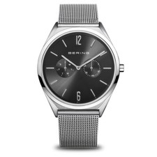 Bering Time Ultra Slim Silver Steel Case and Black Dial Unisex Watch. 17140-002