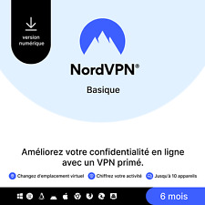 NordVPN Basique, 10 Appareils, 6 Mois, Logiciel VPN Premium, Code Numérique