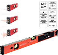 Niveau À Laser Précision À Croix 610 Mm 2 Niveaux Affichage LCD