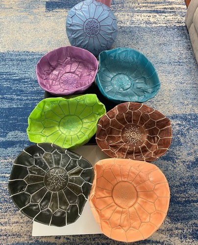 Moroccan leather poufs - moroccan,