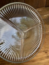 Grand plateau apéritif en verre pressé, 3 compartiments, vintage, Reims France