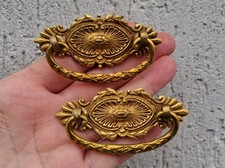 Lot of 2 ANTIQUE BRONZE OR BRASS FURNITURE PENDANT HANDLES N°93