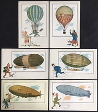 TINTIN 6 Chromos Voir et Savoir L’Aérostation 1955 série 5 Très bon état