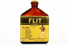 1947 FLIT Insecticide Poison VINTAGE Empty BOTTLE +Crown Cap Tired Incorporated