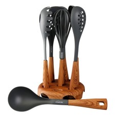 STONELINE Back to Nature Set de 8 ustensiles de cuisine, aspect bois,