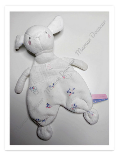 Doudou plat lange lapin blanc - doudou,