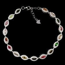 925 Sterling Silver Bracelet Marquise Tourmaline 5x2.5mm Gemstone Jewelry 7.5in