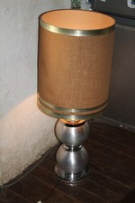 GRANDE LAMPE VINTAGE 1970 DELMAS BOULE BARBIER JANSEN CHARLES CHROME ALUMINIUM