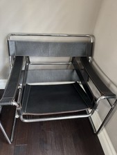 Pair Vintage Replica Black Marcel Breuer Wassily  Chair Leather/Chrome