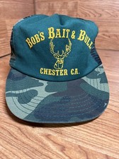 Bob’s Bait & Bull Chester Ca Trucker Snapback Hat Green Camouflage