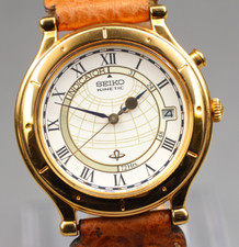 [N MINT ]  Seiko Kinetic 5M22-6B00 Date Qz Auto Power Tested "No Custom Fee USA"