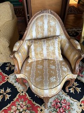 Fauteuil Rococo en Soie Lyonnaise - Style Fin 19ème
