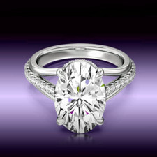 Bague de mariage ovale en diamant 4,80 ct en or blanc 14 carats certifiée IGI...