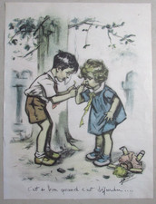 Antique Engraving 37 x 27.5 Germaine Bouret It's So Good When It's Defended...