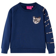 Sweatshirt pour Enfants avec Chat Pailleté Vêtement Tout-petits Bleu Marine 128 