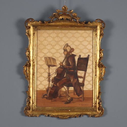 Violoncelliste tableau ancien - tableau,