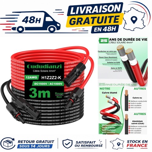 Câble solaire 4mm 3m - câble, 4mm²