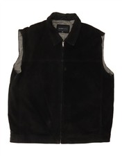VINTAGE Mens Gilet UK 44 2XL Black Polyester BM14