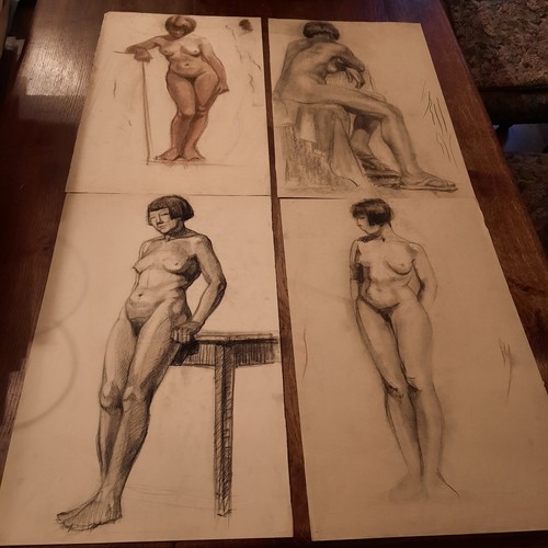 Lot dessin ancien portrait - lot, nu