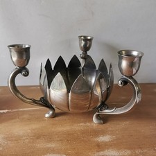 Bougeoir Centre De Table Tulipe En Métal Argenté / Réf A570