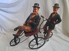 Vintage Laurel and Hardy Figurines with Bicycle Antique Rare and Super Unique