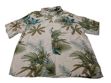 Chemise hawaïenne soie Puritan feuilles manches courtes taille L #673 hawaienne