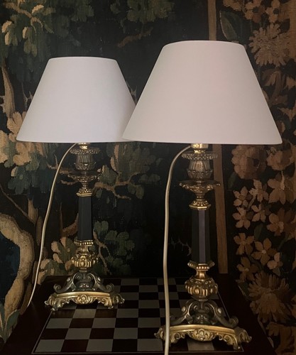 Paire lampes anciennes - paire,