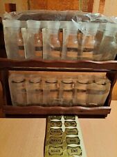 Etagère à épices murale neuves en bois avec 12 pots d'épices et étiquettes