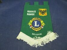 Vintage Lions Club Banner Flag Renaix Ronse Belgium Felt Patch Logo