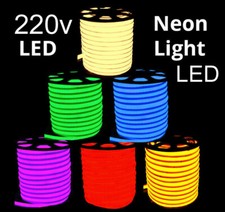 220V Neon LED Strip Flex Rope Light Waterproof Flexible Outdoor RGB WHITE, WARM