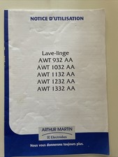 2004 Model Arthur Martin Electrolux AWT 932 1032 1132 1232 AA Washing Manual