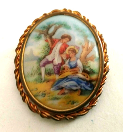 Broche ancienne p0rcelaine - ancienne,