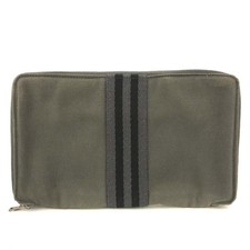 HERMES Fourre Tout GM Canvas Zip Around Long Wallet Gray/2BH0574