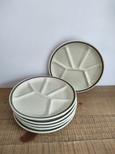 Lot De 6 Assiettes à Fondue En Faïence De Gien Modèle Charlines Beige Vintage