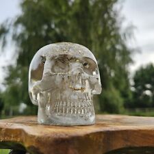 XL 'Mystic Moonstone' Orgonite Crystal SKULL Orgone Energy White Quartz X Large 