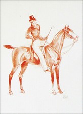 RIDING: RIDER in COSSACK TROUSERS (1817) - 19th century color engraving