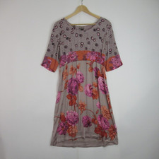Maliparmi Dress UK 16 44 Multicoloured Silk Half Sleeve Floral Round Midi