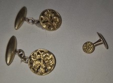 Antique ORIA Gold Plated Cufflinks - Art Nouveau - Openwork Floral Decor